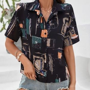 Short sleeve retro button up top